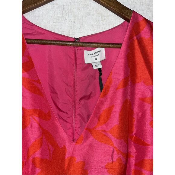 Kate Spade For Target Classic Rose Peplum Midi Dress Ladies Size 12 Red & Pink - Picture 8 of 16